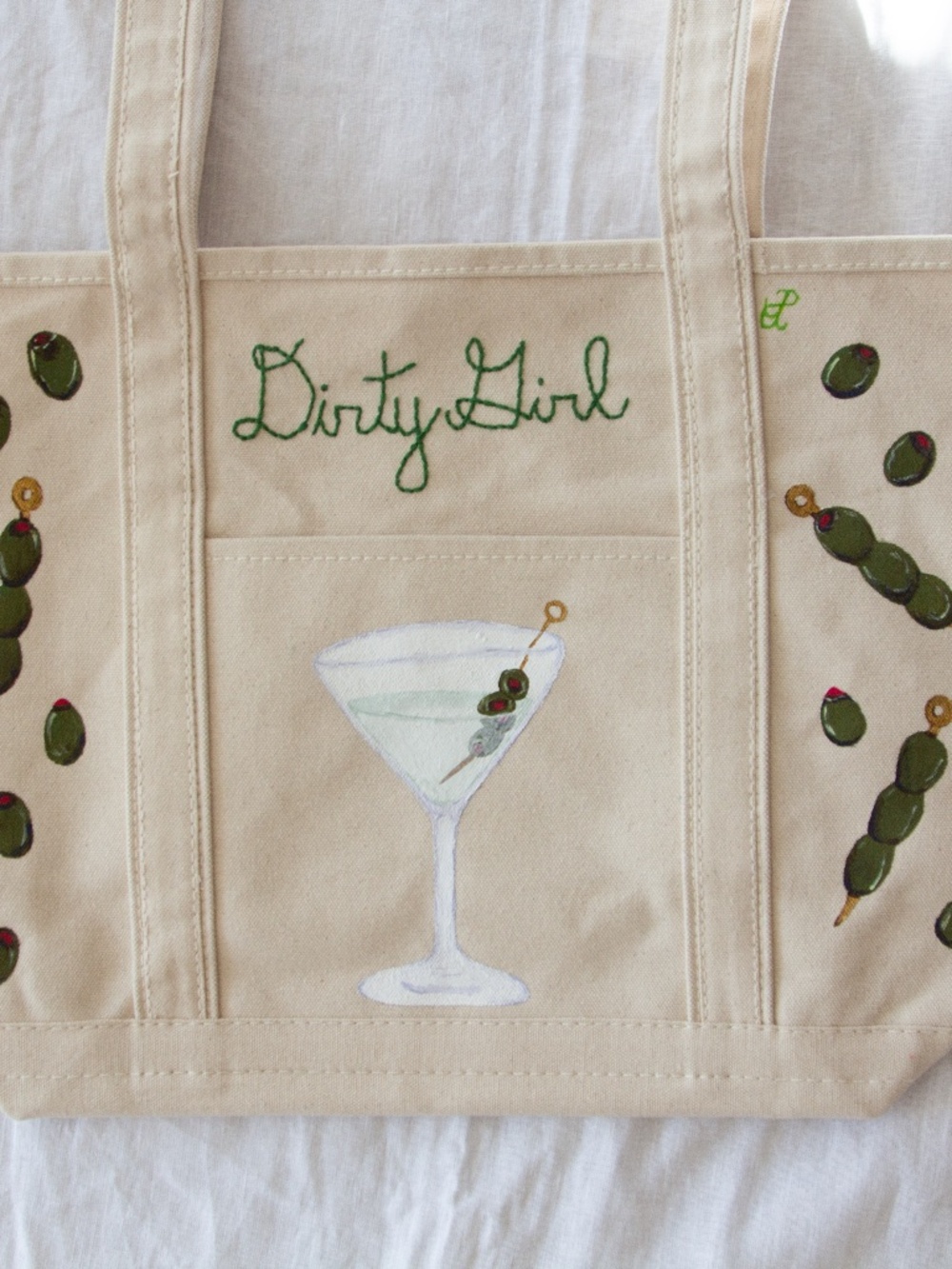 Hand-painted Hand-Embroidered Canvas Boat Tote Bag